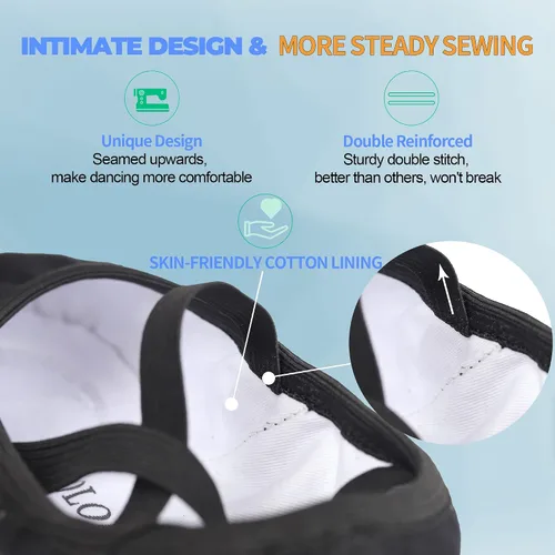 Vista 6 de OLORA Zapatos de ballet para mujer, zapatillas de baile de lona, zapatos de práctica para niños, niñas y adultos