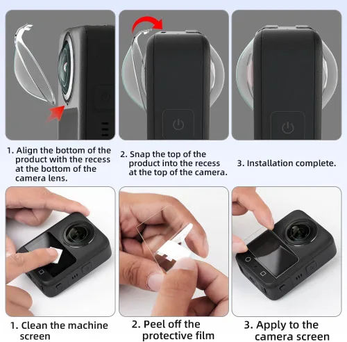 Vista 2 de 2 protectores de pantalla + protectores de lente de PC para DJI OSMO 360, cubierta de pantalla de vidrio templado Ultra HD 9H película protectora