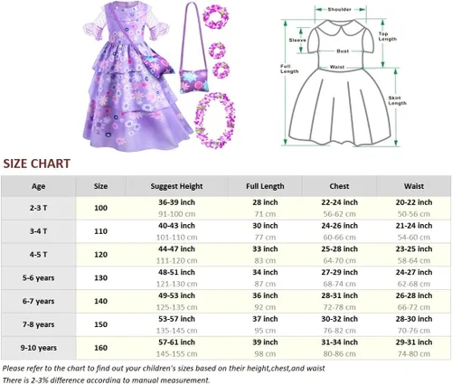 Vista 3 de Kaisebile Magic Family Princess Costume Dress for Girls with Accessories