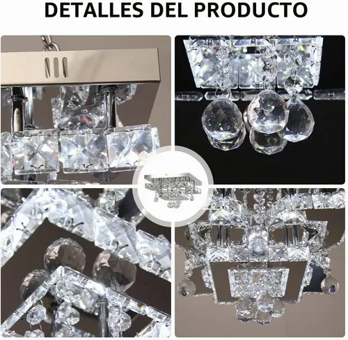 Vista 5 de Lámpara de Araña de Cristal Moderna LED de 11.8" Luminaria de Techo Adecuada para Cocina Pasillo Dormitorio Baño Comedor 4 Pétalos/Bola de Gotas