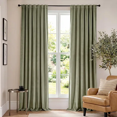 Vista 140 de Lazzzy Cortinas opacas de terciopelo beige de 84 pulgadas de largo con aislamiento térmico para oscurecer la habitación, cortinas forradas de lujo