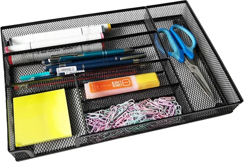 Vista 2 de Organizador de cajones de escritorio, bandeja organizadora de cajones de malla metálica para oficina, escuela o hogar, suministros de escritorio