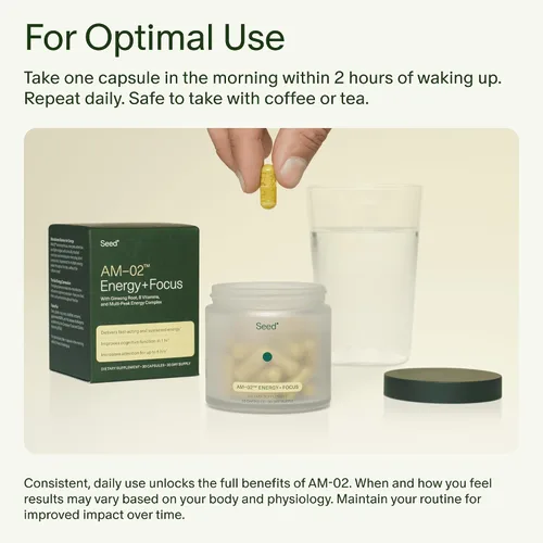Vista 7 de Seed AM-02 Energy + Focus - Suplemento nootrópico diario para mujeres y hombres - Energía sostenida y de acción rápida durante hasta 6 horas