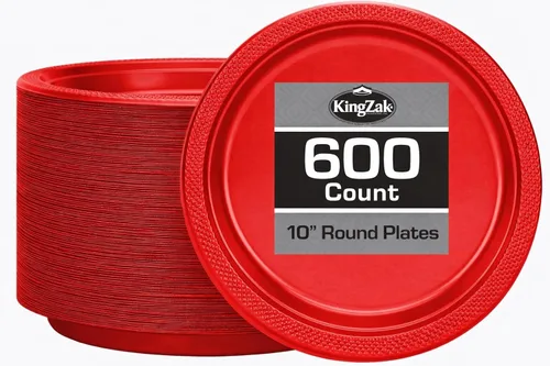 Vista 51 de Hanna K. Signature - Platos de plástico negro para fiesta, platos desechables de 7 pulgadas, 50 unidades, suministros de fiesta para aperitivos