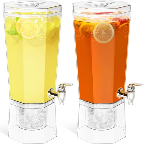 Vista 10 de Lifewit Dispensador de bebidas de plástico de 1 galón, recipientes de jugo con tapa para fiesta, dispensador de bebidas de hielo con soporte