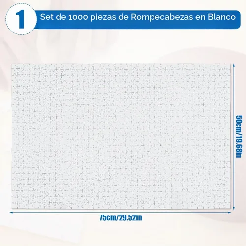 Vista 2 de Rompecabezas de 1000 piezas en blanco, rompecabezas en blanco de 19.7 x 29.5 pulgadas, rompecabezas pintables de cartón en blanco, rompecabezas