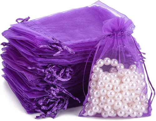 Vista 16 de 100 bolsas de organza – Bolsas de joyería de 4 x 6 pulgadas con cordón, malla negra para embalaje de regalo, fiesta, boda, festivo