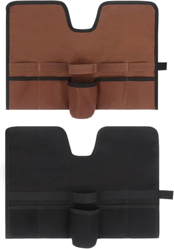 Vista 4 de Kit de viaje de barman de lona, correa de rollo profesional para camarero, juego de cóctel, herramientas de bar, bolsa de transporte (negro)