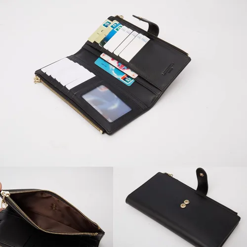 Vista 7 de LAORENTOU Carteras de cuero de vaca para mujer carteras plegables para mujer carteras con bloqueo RFID carteras con cremallera alrededor