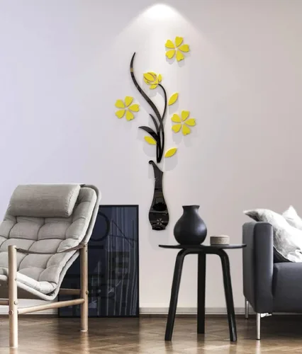 Vista 8 de Murales de pared con jarrón 3D para sala de estar, dormitorio, sofá, telón de fondo de televisión, calcomanías originales, regalo, calcomanía de Rojo