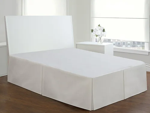Vista 3 de sheetsnthings Falda de cama sin arrugas de 650 hilos (Queen, color blanco sólido) mezcla de algodón de 650 hilos
