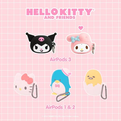 Vista 2 de iFace My Melody - Correa de muñeca con cuentas + funda con mosquetón My Melody Figure AirPods de 3ª