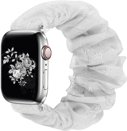 Vista 21 de Greatfine - Correa elástica para reloj Apple Watch Scrunchie de 38mm 40mm 42mm 44mm, correa elástica suave, con iWatch Series 6 SE 5 4 3 2 1, S L