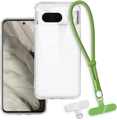 Vista 16 de Estuche y correa de muñeca para Pixel 8 - transparente+negro Funda protectora 2 en 1 para teléfono de 6.2 pulgadas con cordón desmontable y Funda