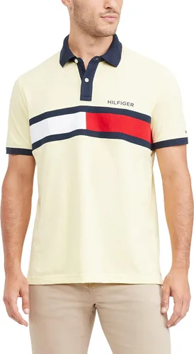 Vista 3 de Tommy Hilfiger Men's Short Sleeve Cotton Pique Flag Polo in Regular Fit
