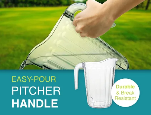 Vista 8 de Arrow - Jarra de plástico transparente, 60 onzas, diseño apilable que ahorra espacio, apta para lavavajillas, ideal para agua, cerveza y jugo, sin