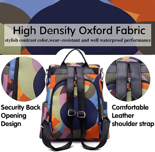 Vista 5 de Mochila para mujer, impermeable, antirrobo, bolsa de viaje, estiloA , L, Mochila