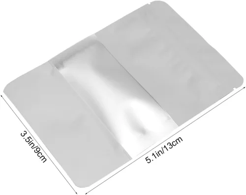 Vista 2 de 100 bolsas resellables con cremallera aluminizadas con soporte de ventana transparente, bolsa de almacenamiento para frutos secos, semillas de té
