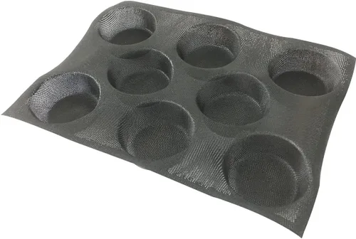 Vista 5 de Bluedrop El pan del bollo del silicón forma las bandejas redondas de la forma perforada los moldes de la panadería caben el tamaño medio