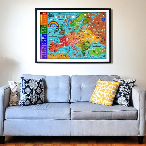 Vista 6 de Think2Master Rompecabezas colorido de 100 piezas con mapa de Estados Unidos y mapa de Europa de 100 piezas. Divertido juguete educativo para niños