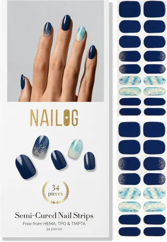 Vista 23 de Tiras de Gel para Uñas Semi Curadas, NAILOG 20 piezas Calcomanías de Uñas de Larga Duración que Funcionan con Cualquier Luz UV, Envolturas con Aurora