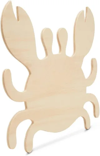 Vista 2 de Recorte de cangrejo de madera sin terminar, 12 pulgadas, 1 pieza de formas de madera para manualidades y decoración de verano, playa y verano