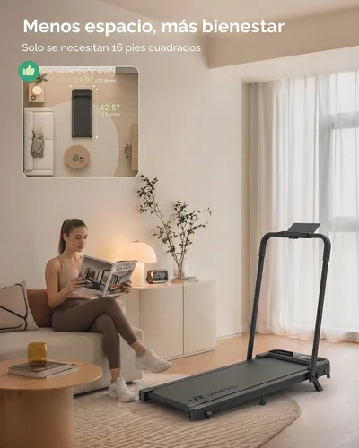 Vista 7 de UREVO Strol 2E Pro Smart Walking Pad Treadmill with APP, 12% Incline, Compact Walking Pad with Safety Handle, Plug & Play, Desk Treadmill with LED