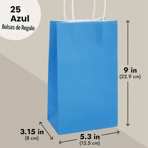 Vista 4 de BLUE PANDA Bolsas de regalo – 9 x 5 x 3 pulgadas, paquete de 25, color azul, bolsas de recuerdo de fiesta con asas para dulces y golosinas
