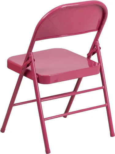 Vista 6 de Flash Furniture HERCULES COLORBURST Series - Silla plegable de metal con doble bisagra y triple apoyo, color fucsia