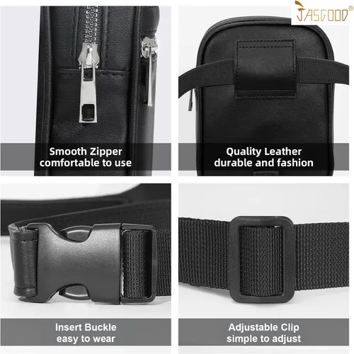 Vista 6 de JASGOOD Riñonera de moda para mujer, arnés de muslo, bolsa de pierna caída, Negro (G-Black), Moda