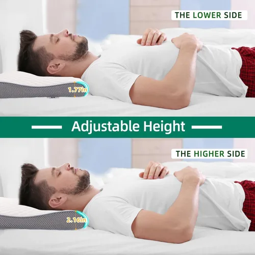 Vista 5 de SUQ I OME Slim Sleeper-Thin Memory Foam Pillow, de perfil delgado y bajo, para dormir boca abajo, 23.6 x 13.7 x 2.4/1.9 pulgadas, firme