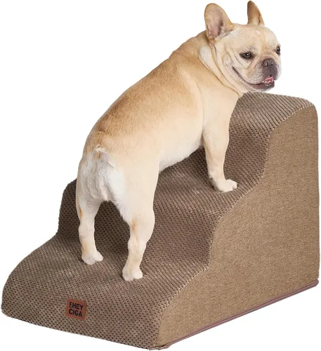 Vista 33 de EHEYCIGA Rampa curvada para escaleras para perros, camas altas de 4