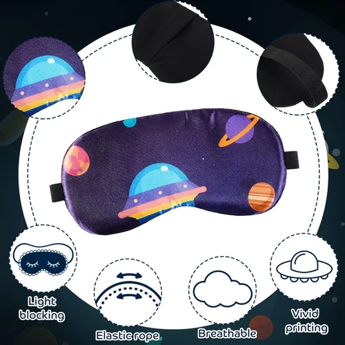 Vista 3 de Geyoga 5 máscaras para dormir para niños, planeta para niños, cubrebocas espaciales para los ojos vendados, sombra de ojos para niños, sombra