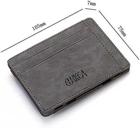 Vista 2 de CoKate - Billeteras mágicas para hombre, billetera de cuero delgada para hombre, bolsillo frontal, tarjetero con clip para dinero (gris), Gris