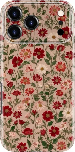 Vista 84 de Funda para iPhone 12 Mini, compatible con carga inalámbrica, protección de doble capa con elegante diseño de flores silvestres, silicona suave +