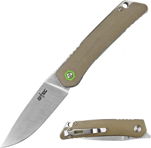 Vista 12 de S-TEC Sandvik - Cuchillo plegable de acero inoxidable con mango compuesto G10 (TS500 marrón)