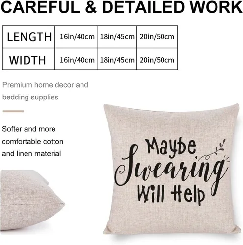 Vista 2 de Fundas de almohada decorativas de lino que tal vez jurar ayuden a la decoración de la casa de campo, funda de cojín para el hogar, sala de estar