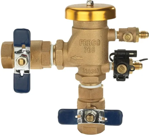 Vista 14 de Febco 765 Bronze Pressure Vacuum Breaker Backflow Preventer 1" Inlet Válvula de retención con resorte, 150 PSI máximo, conexiones NPT, sensor