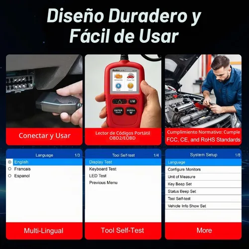 Vista 5 de Autel Escáner OBD2 AL329, AutoLink AL319 actualizado, VIN automático, lector de código de luz de comprobación del motor, reinicio MIL, preparación