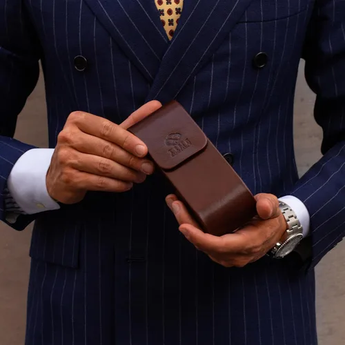 Vista 3 de Time Resistance Estuche de cuero para gafas - Estuche rígido de cuero para gafas - Hecho en Italia