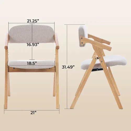 Vista 3 de Sillas plegables con asientos acolchados, silla de comedor apilable de madera, sillas de comedor plegables fáciles de almacenar para cocina, sala