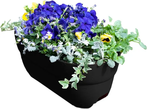 Vista 8 de Emsco Group Bloomers - Maceta de barandilla con agujeros de drenaje, maceta de resina resistente a la intemperie de 24 pulgadas, marrón, plástico