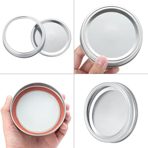Vista 5 de 72 tapas de conservas con anillos de boca regular, para frascos Ball, Kerr – Tapas de metal tipo Mason para conservas – 100% de ajuste y herméticas
