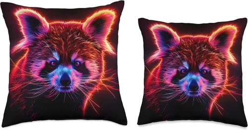 Vista 3 de Retro Art Red Panda Throw Pillow