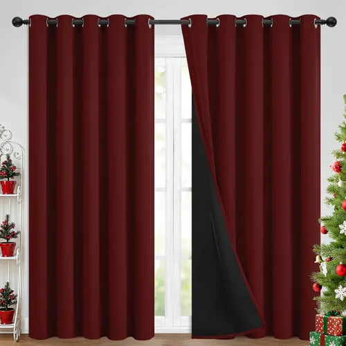 Vista 202 de Yakamok Cortinas negras, cortinas de ventana con aislamiento térmico y eficiencia energética para dormitorio, cortinas opacas completas y cortinas