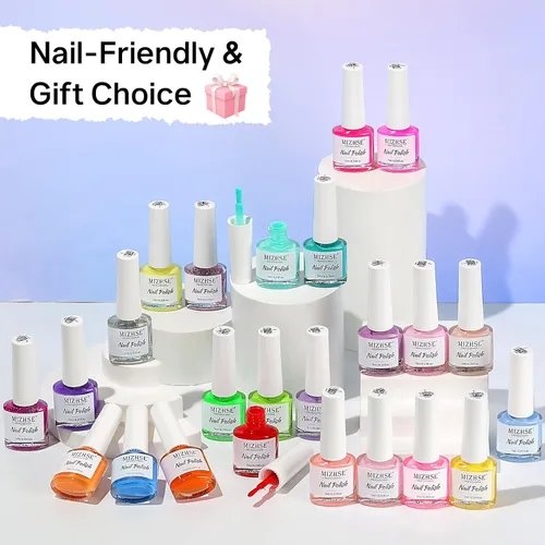 Vista 8 de MIZHSE Juego de esmaltes de uñas de secado rápido, 24 colores para primavera y verano, esmalte de uñas regular, sin gel, secado al aire, rápido