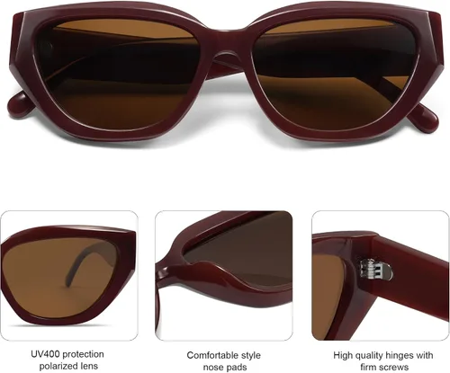 Vista 8 de SOJOS Gafas de sol polarizadas de ojo de gato lindo de moda para mujer Cateye SJ2237
