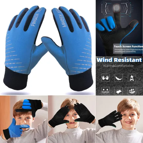Vista 2 de FINGER TEN Kids Winter Gloves Warm Waterproof with Free Neck Warmer Boys Girls Touchscreen for Cold Weather Outdoor Sports