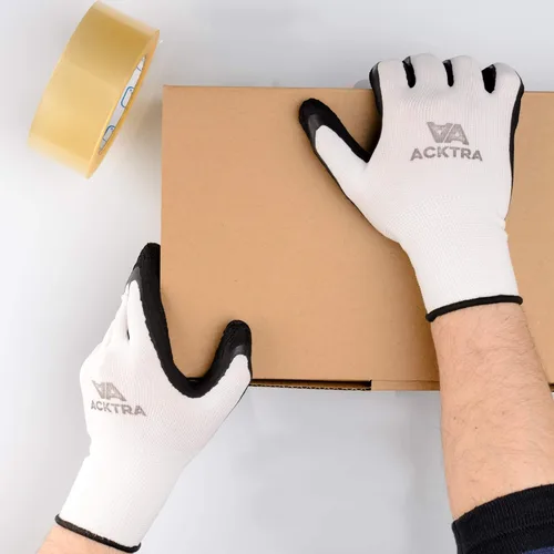 Vista 7 de ACKTRA - Guantes de trabajo de nailon recubiertos de poliuretano premium, 12 pares, puño tejido, para jardinería y uso general, para hombres