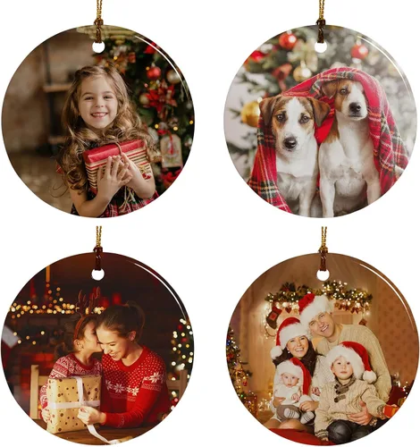 Vista 32 de Adornos de Navidad personalizados, adorno con foto personalizada, nuestro primer árbol de Navidad colgante 2024, decoración regalo para Navidad